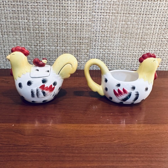 🌟3xHP🌟VTG 2005 Ceramic Chicken Cream & Sugar Set - Picture 5 of 12